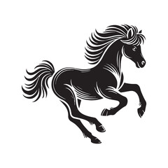 Captivating running pony silhouette for digital projects - Running pony black vector
