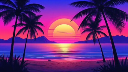 Obraz premium A beach with palm tree