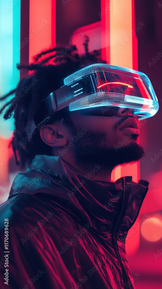 Poster future communication explored through virtual reality technology. generative ai
