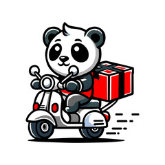 Panda mascot with courier profession