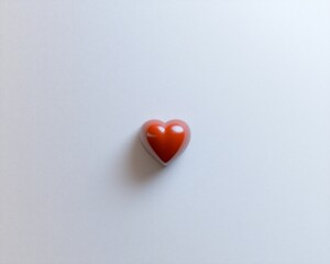 Single red heart-shaped chocolate candy on white background.