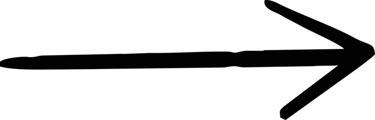 A hand drawn arrow made with brush stroke