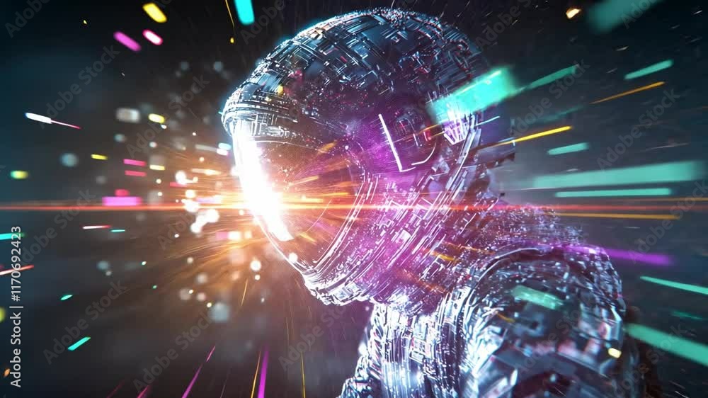 Aufkleber exploration of outer space with advanced technology and vibrant visual effects
