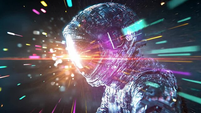 Exploration of outer space with advanced technology and vibrant visual effects