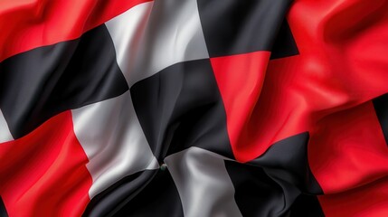 Racing flags in motion at sporting event outdoor arena close-up