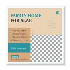 Family house for sale social media post or banner template
