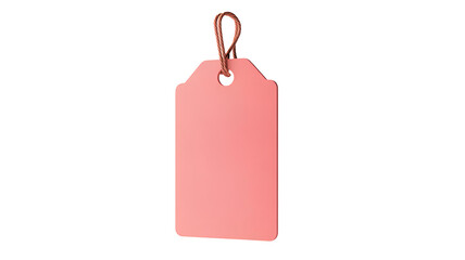 blank pink price tag on transparent background