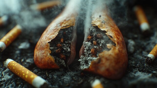 Symbolic representation of lung damage from smoking
