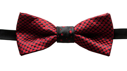 red bow tie with black spots on transparent background