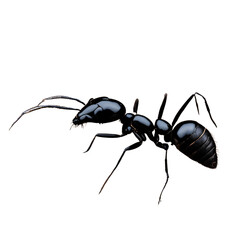 black ant ; isolated on a transparent background