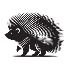 Majestic porcupine silhouette for innovative design projects - Porcupine black vector
