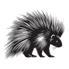 Creative porcupine silhouette for modern digital applications - Porcupine illustration - minimallest porcupine vector
