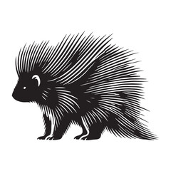 Simplified porcupine silhouette for unique artistic projects - Porcupine illustration - minimallest porcupine vector

