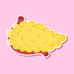 Sticker Pancreas. Vector hand drawn cartoon kawaii character illustration icon. Isolated on pink background. Pancreas concept