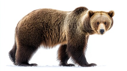 Fototapeta premium A detailed image of a brown bear standing against a white background.