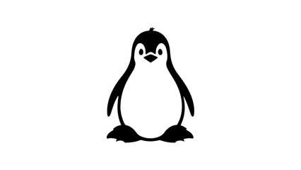 simple cute penguin outline vector outline shape, simple black and white penguin shape