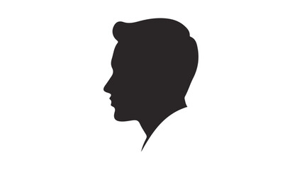 silhouette of a person, simple black shape of a boy head vector illustration, simple person black head face shape from side