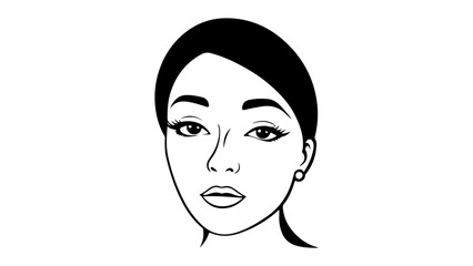 portrait of a woman, simple outline vector shape of a woman, outline simple illustration of a woman face 