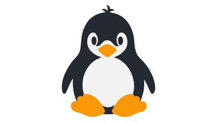 simple cute penguin cartoon vector icon illustration, very cute vector penguin illustration