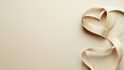 minimalist beige background with heart paper cutout and copy space, Valentine's Day concept