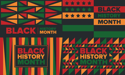 Obraz premium Black History Month 2025. African American History. Celebrated annual. February and October. Poster, card, banner, background. Vector illustration