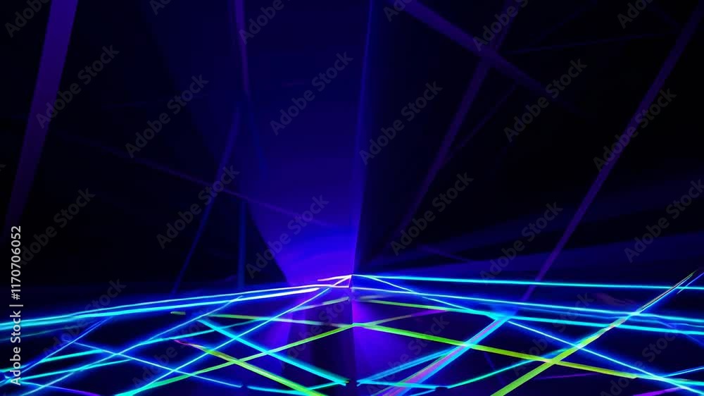 Poster dynamic green light patterns create a mesmerizing abstract visual experience in a dark setting durin