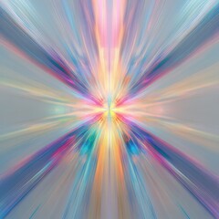 Obraz premium Vibrant abstract digital art featuring symmetrical lines and radiant colors in a visually striking display of light and motion