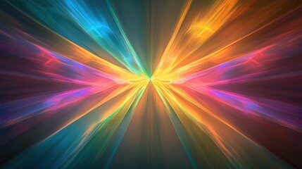 Fototapeta premium Symmetrical abstract digital art featuring vibrant lines radiating in various colors