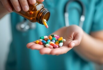 Female hand holding a medicine