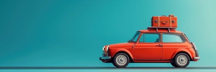 Summer holiday car packed with luggage ready for adventures along coastal roads and scenic routes