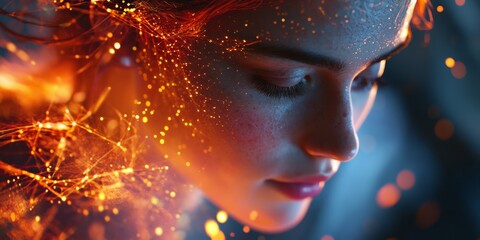 Bright and Energetic Streams of Data Flowing Through a Realistic Portrait