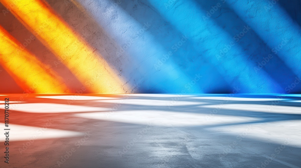 Poster dynamic light patterns on concrete floor urban studio artistic display