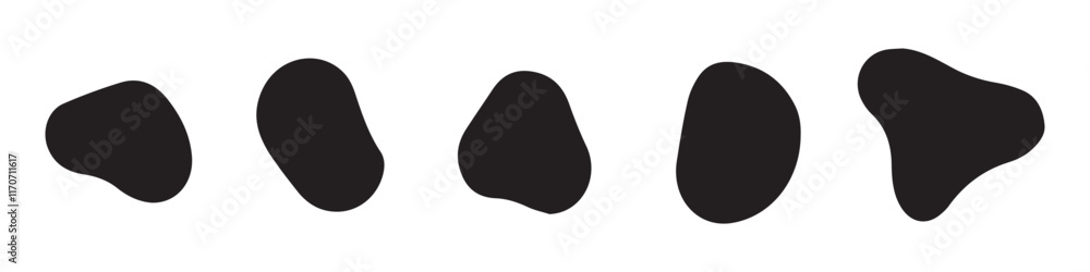 Poster Blob shape organic, vector illustration set. Collection from abstract forms for design and paint. Liquid silhouette drop in modern style. Basic stains isolated elements on white background