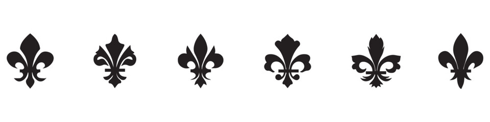 Fleur de lis icon set. Vector illustration heraldic emblem. Royal fleur-de-lis symbol set. EPS 10 © Yana
