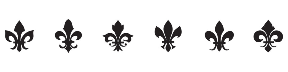 Fleur de lis icon set. Vector illustration heraldic emblem. Royal fleur-de-lis symbol set. EPS 10 © Yana