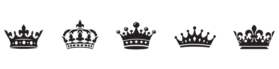 Crown icon set. Crown sign collection. Royal crown symbol collection. Vector Illustration. Vector Graphic. EPS 10