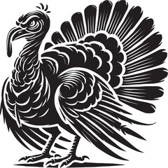 Turkey mascot logo animal silhouette vector illustration isolated on white background