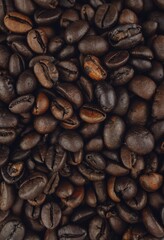 Close-up of roasted coffee beans with rich textures.