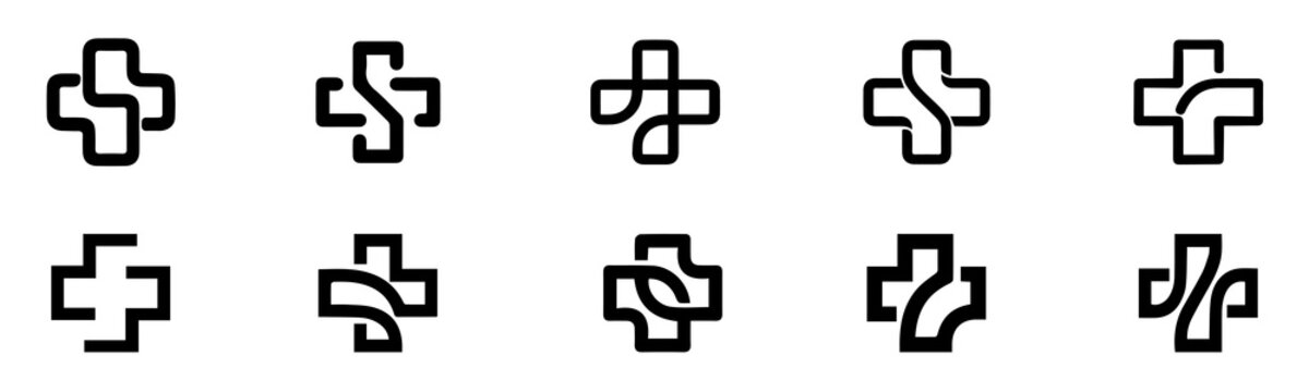 Medical Cross vector icons. Medicine, hospital, pharmacy cross icons. Medicine cross symbols. Vector Illustration. Vector Graphic. EPS 10