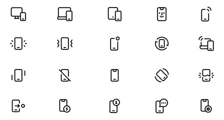 Phone Line Icon Set. Smartphone Icon Line Icon Set. Phone icon Collection.  Mobile Phone. Line Phone Icons. Editable stroke. Vector Illustration. Vector Graphic. EPS 10 