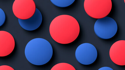 Red and blue circles on dark background