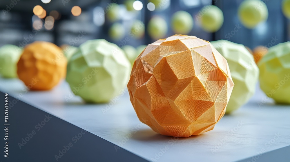 Aufkleber colorful geometric shapes create an engaging display within a modern creative workspace at midday. g