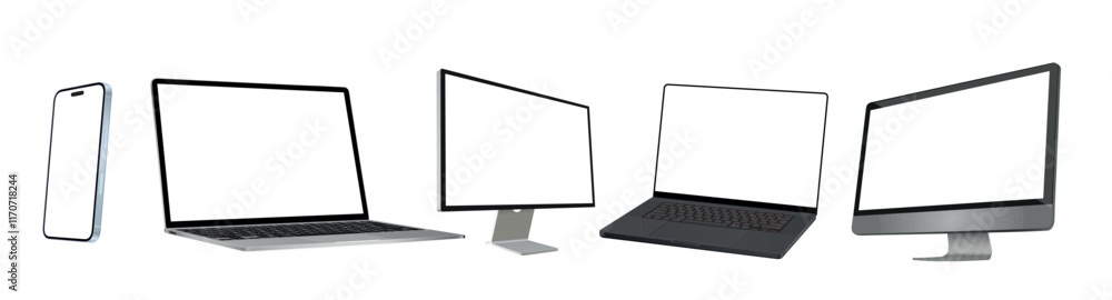 Poster Notebook mockup and phone device mockup for ui ux app and website presentation UI UX design. Vector illustration