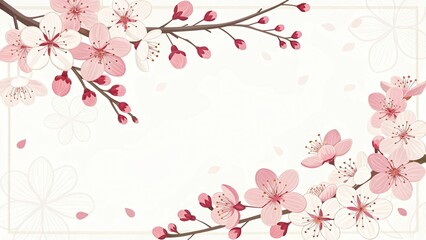 Fototapeta premium cute sakura beautiful flowers cherry blossoms illustration background