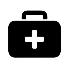 Obraz premium first aid kit black solid vector icon.