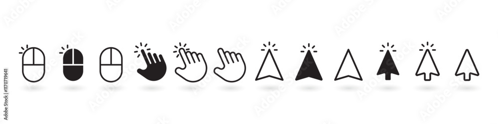 Poster computer mouse set. Mouse Cursor Icons. Computer mouse click cursor