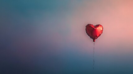 Fototapeta premium Valentine's Day red heart-shaped balloon against gradient background