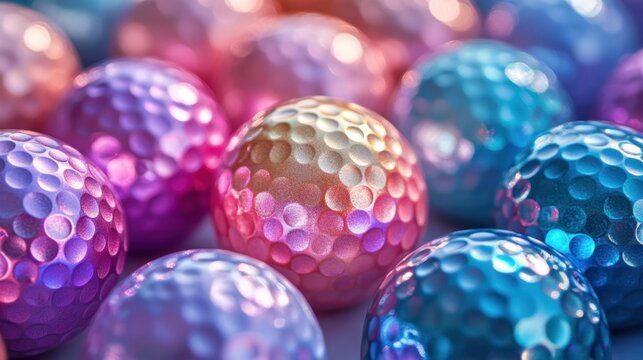 Colorful spherical objects arranged in a mesmerizing display of light and texture during a creative craft session. Generative AI