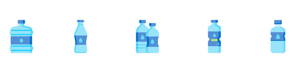 Water bottle set. Bottle Icon. Plastic bottle collection. Vector illustration. Vector Graphic. EPS 10