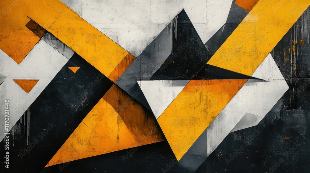 Aufkleber dynamic abstract composition featuring bold colors and geometric shapes in a modern artistic express